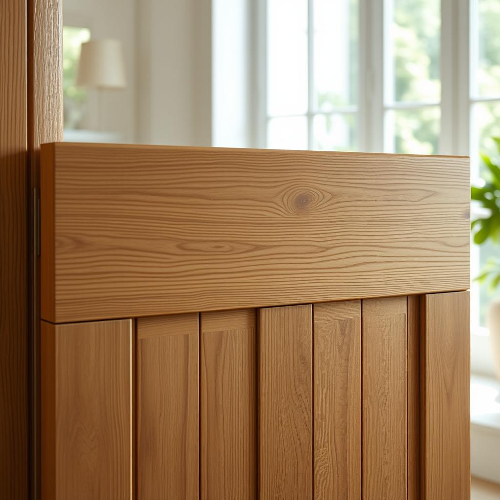A beautifully crafted door leaf made of planks arranged in a 1x2 pattern, showcasing a rustic yet modern design