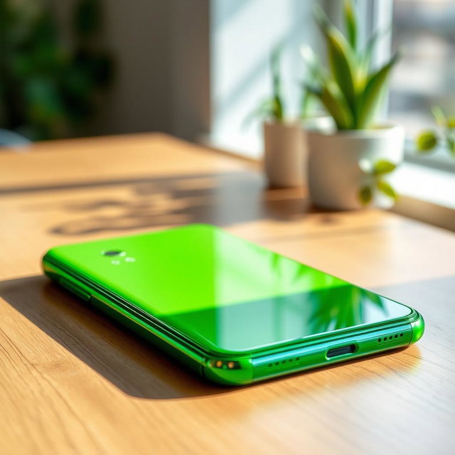 Sleek & Stylish: Vibrant Green Smartphone