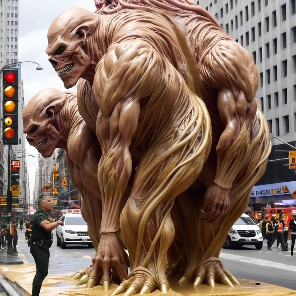 Urban Monster Sculpture: A Striking Street Corner Display