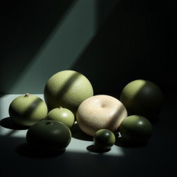 An elegant minimal still life composition featuring rounded, tactile items arranged thoughtfully