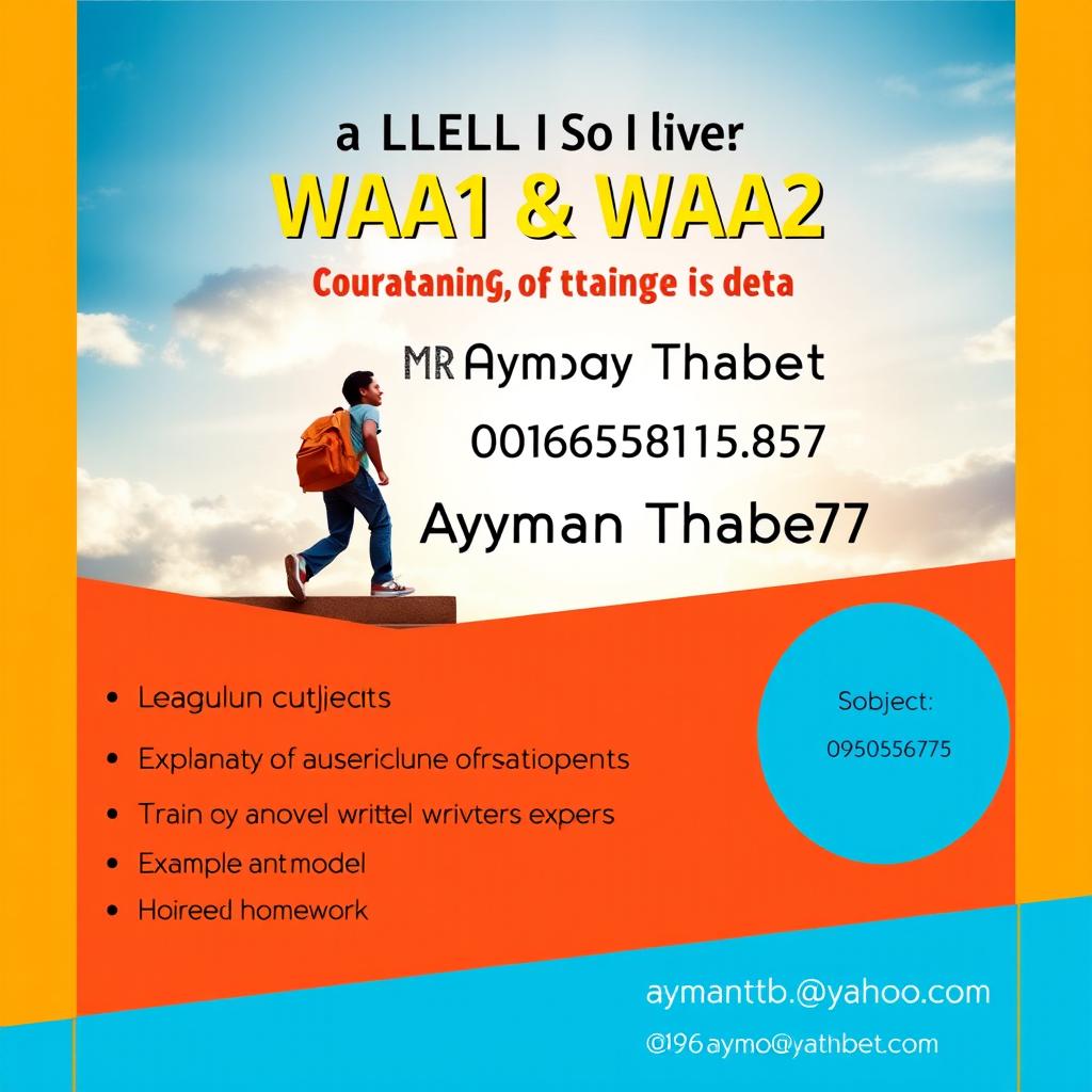 A visually appealing advertisement poster designed for social media promoting a training course for IGCSE students labeled 'WAA1 & WAA2'