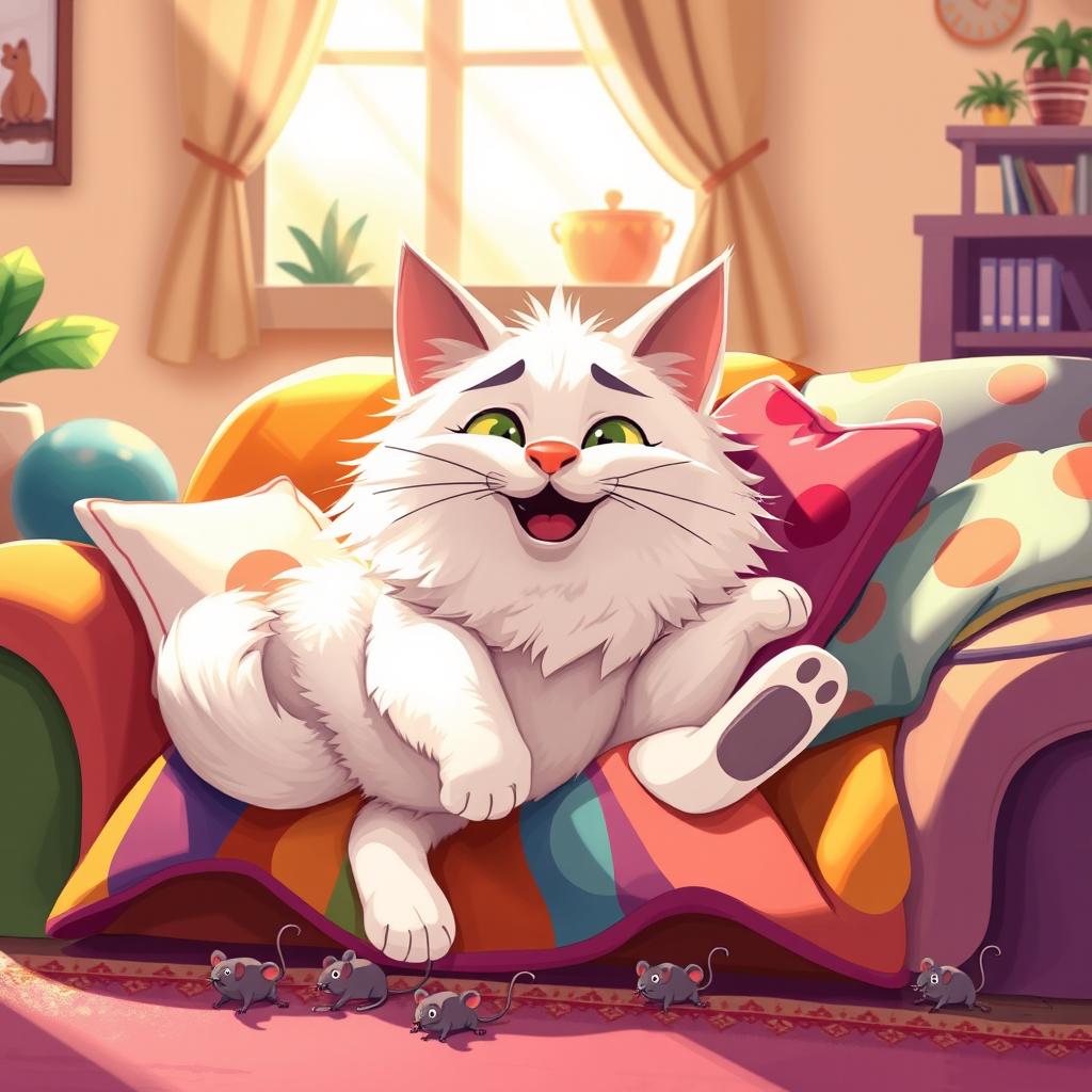 A cartoonish, whimsical depiction of a cat that embodies the characteristics of a playful and affectionate boyfriend