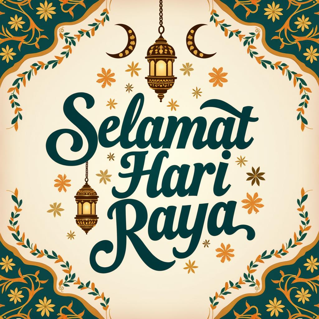 Vibrant Selamat Hari Raya Greeting Card Design