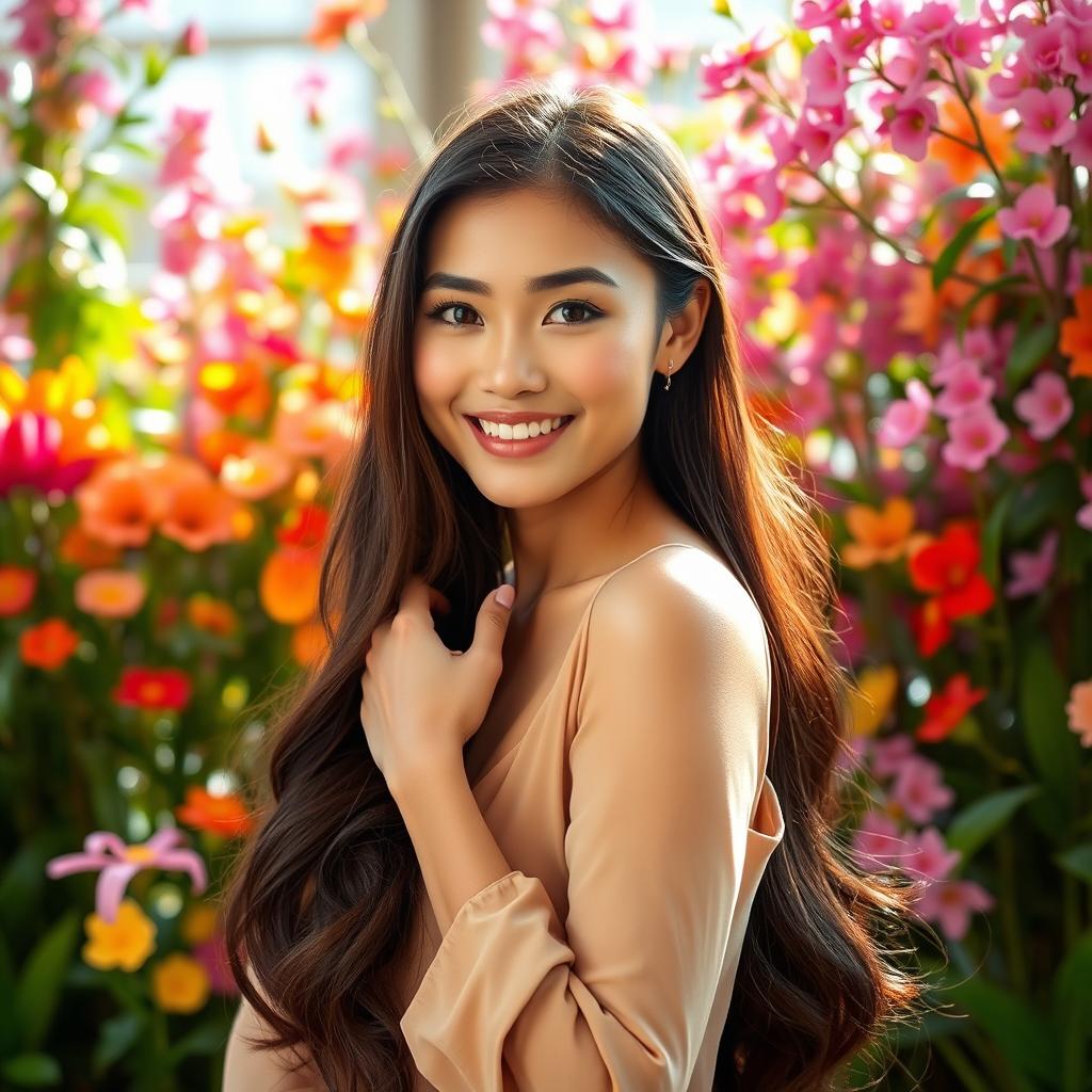 A beautiful woman named Ibu Siska, showcasing her attractive features and elegant style
