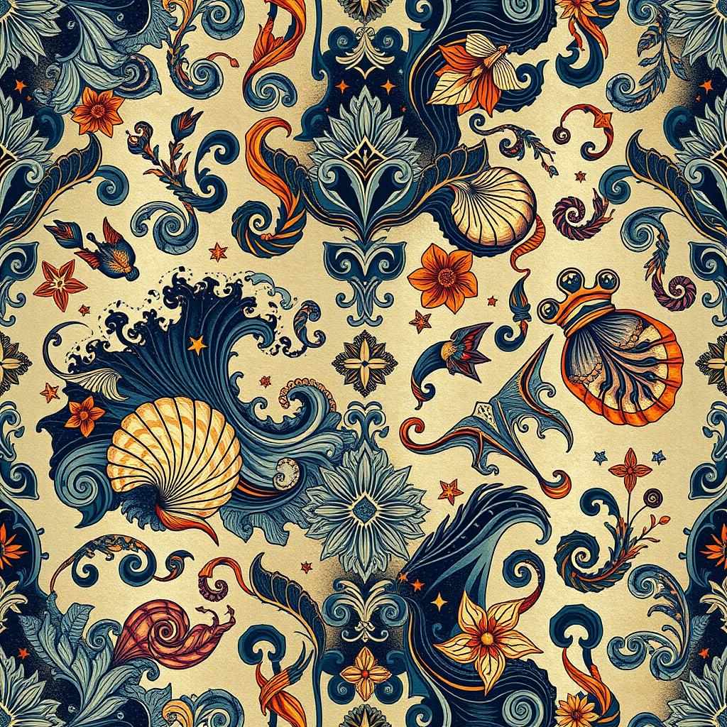 Gothic Romance: Intricate Ocean Patterns