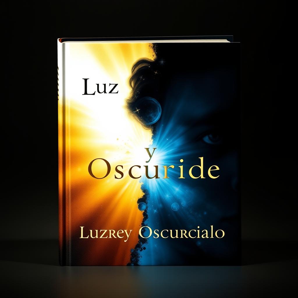 Una portada para el libro 'Luz y Oscuridad' de Nerea Rouco, que presenta un diseño dividido de manera impactante