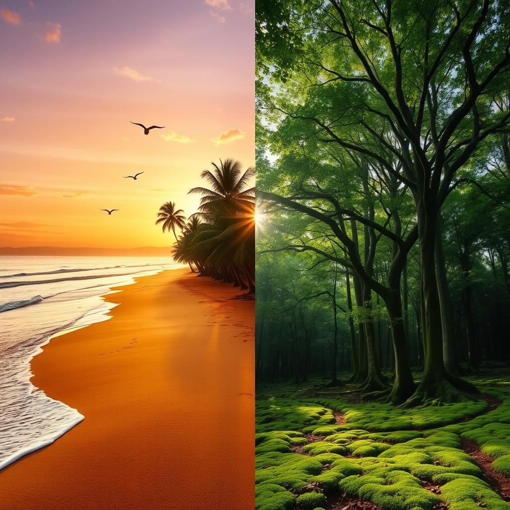 A stunning landscape combining two different scenes seamlessly