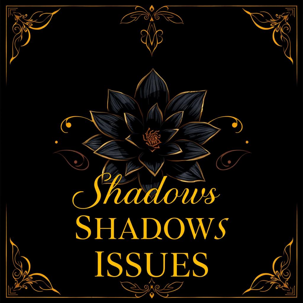 A dark romance book cover inspired by the style of "Insomnia" by Lea Nemezia, featuring a rich black and gold color scheme