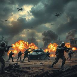 Unleash the Fury: Intense Warfare on a Dramatic Battlefield