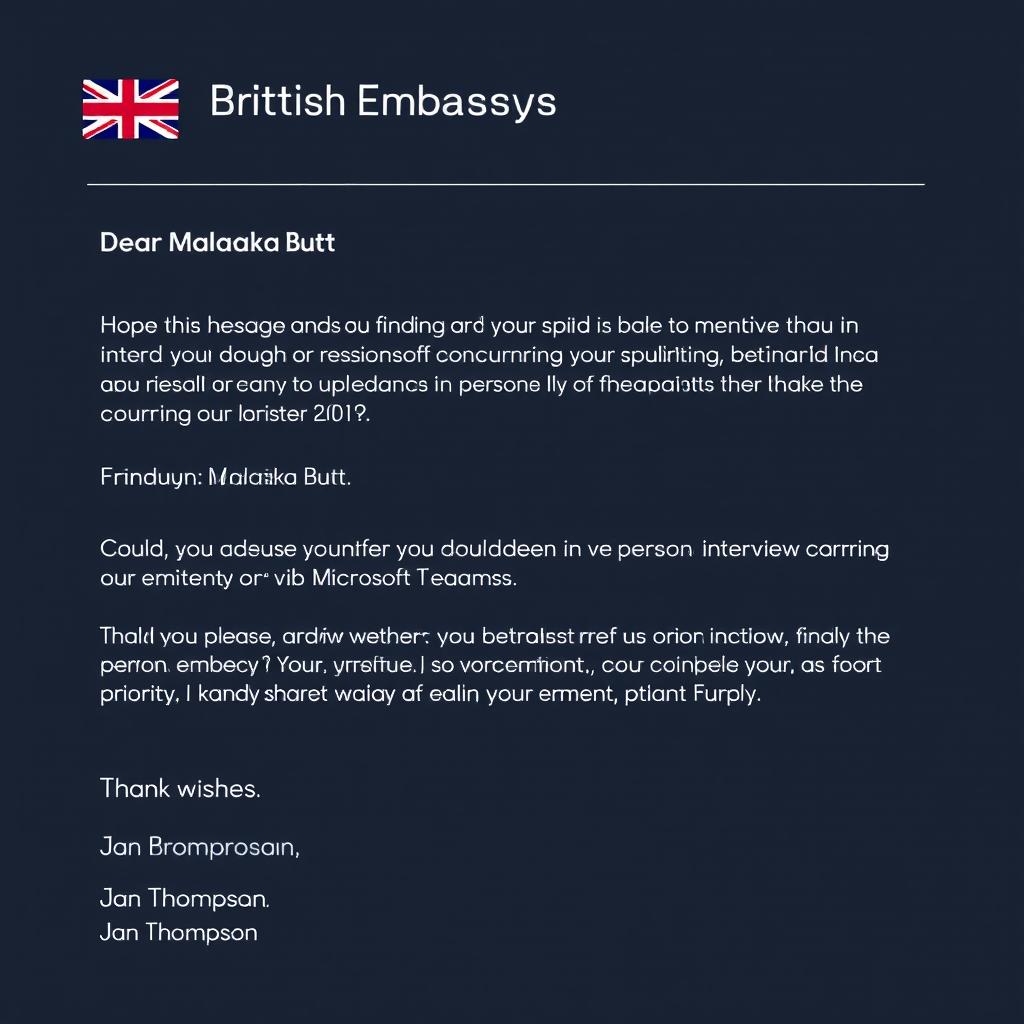 Professional Email Template from British Embassy