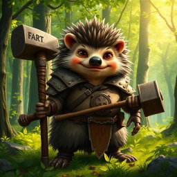A tall, realistic yet amicable Dungeons and Dragons hedgehog cleric, embodying qualities of both warmth and strength, showcasing scars and signs of having been through a war