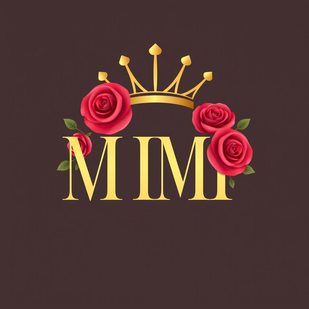 A logo design featuring the letters 'M', 'M', and 'I' creatively arranged to form a crown and incorporated with roses