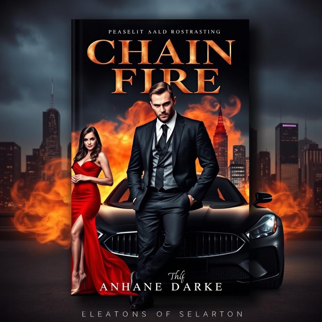 A captivating book cover for a story titled "Chain of Fire" featuring dark and moody aesthetics