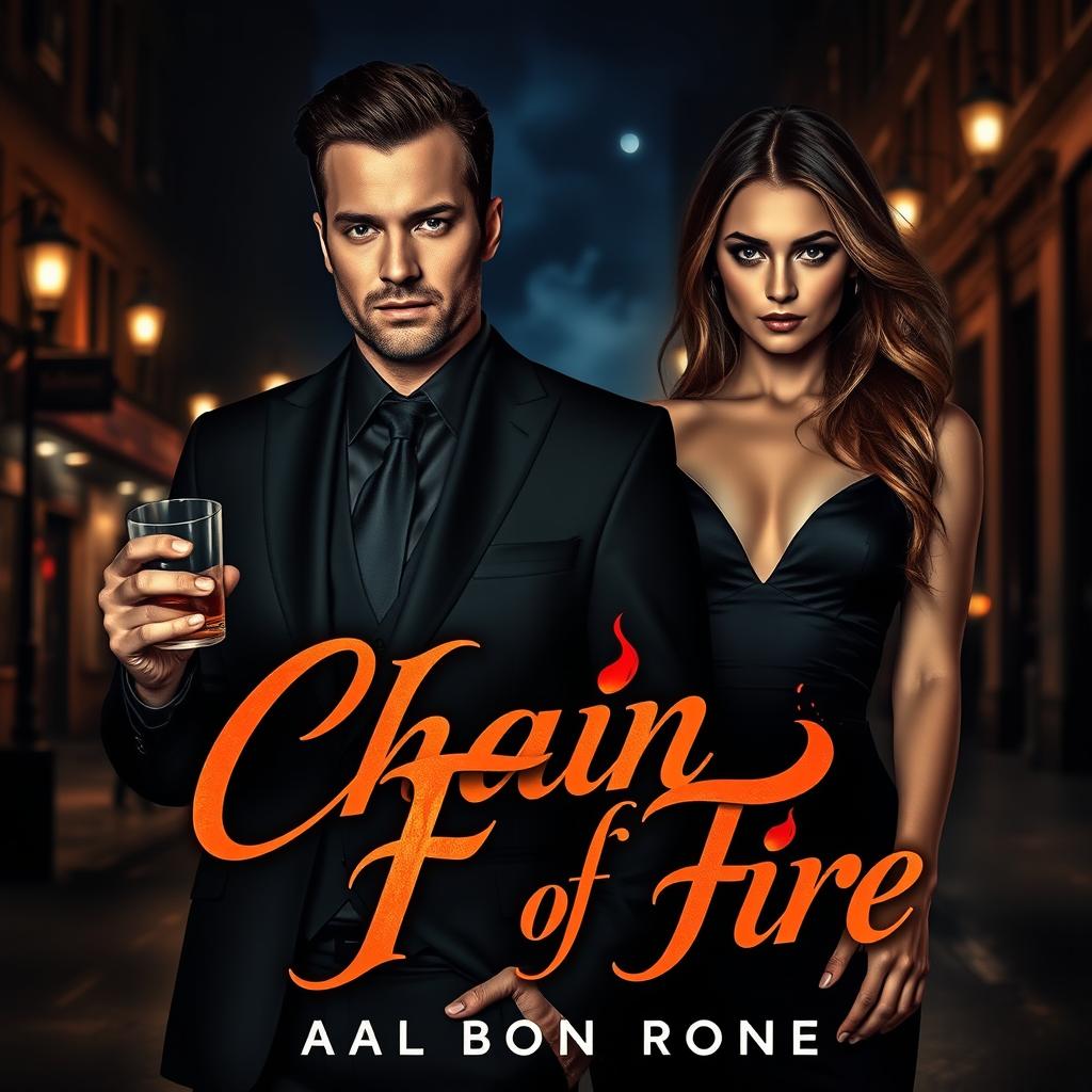 An intriguing book cover for a story titled "Chain of Fire" that merges themes of mafia and dark romance