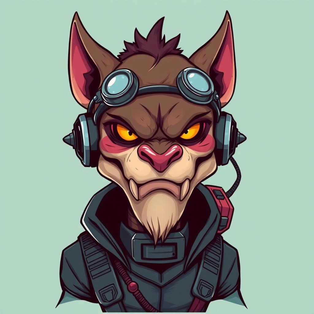 A head-to-chest portrait of a non-human character caricature, featuring a hybrid mix of a furious monster, an animal, and an alien