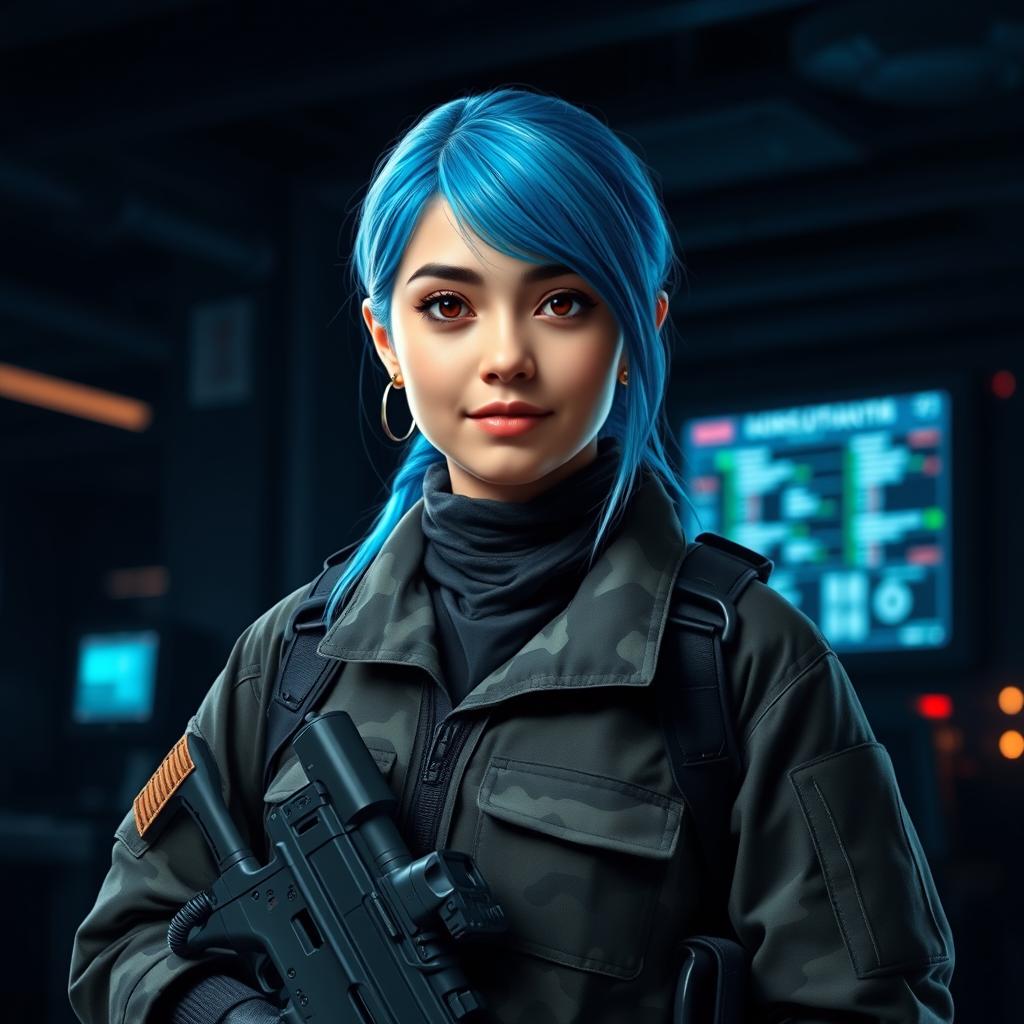 A 21-year-old cute Afghani girl, depicted as a Canadian security and intelligence agency Black Ops operator