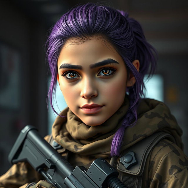 A 21-year-old cute Afghani girl character, who is a Canadian security and intelligence agency Black Ops operator