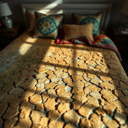 An artistic representation of a unique and somewhat quirky concept of crusty water beds, showcasing their distinct features