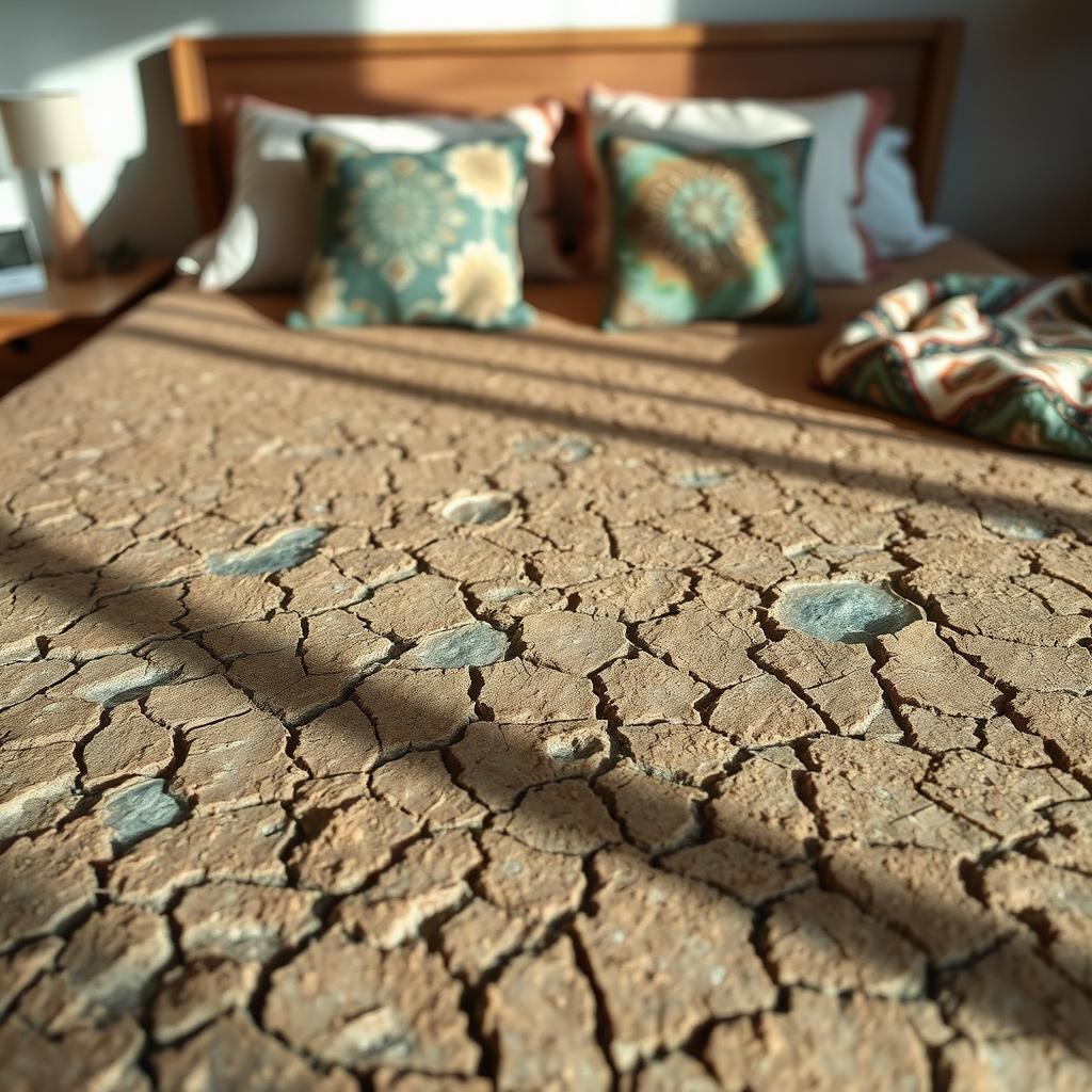 An artistic representation of a unique and somewhat quirky concept of crusty water beds, showcasing their distinct features