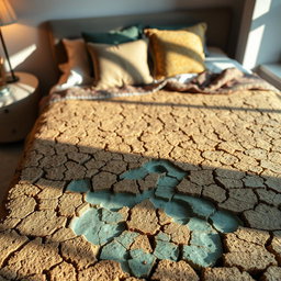 An artistic representation of a unique and somewhat quirky concept of crusty water beds, showcasing their distinct features
