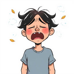An expressive illustration depicting a person letting out a long, exaggerated sigh, showcasing their emotions