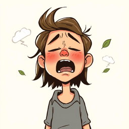 An expressive illustration depicting a person letting out a long, exaggerated sigh, showcasing their emotions
