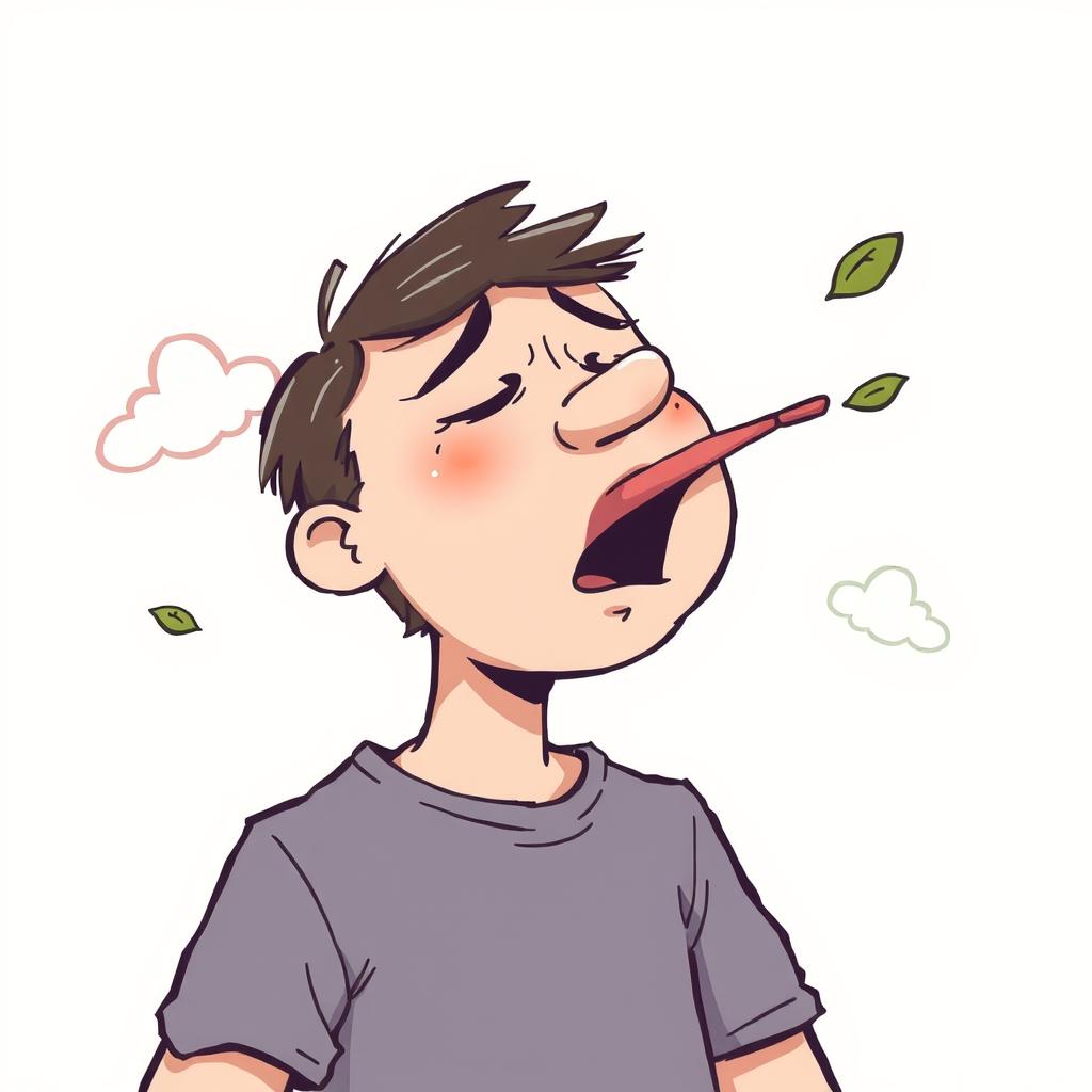 An expressive illustration depicting a person letting out a long, exaggerated sigh, showcasing their emotions