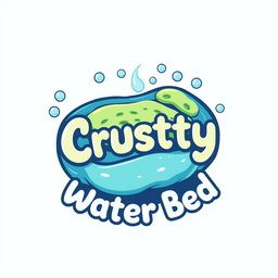 A playful and unique logo design featuring a water bed with a crusty texture