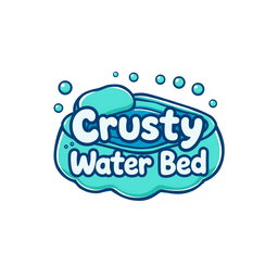 A playful and unique logo design featuring a water bed with a crusty texture