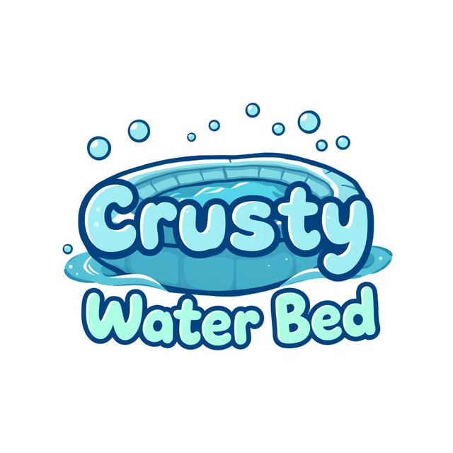 A playful and unique logo design featuring a water bed with a crusty texture