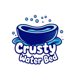 A playful and unique logo design featuring a water bed with a crusty texture