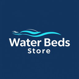 A modern and inviting logo design for a water beds store, capturing the essence of comfort and relaxation