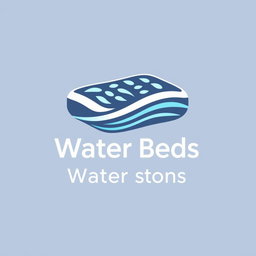 A modern and inviting logo design for a water beds store, capturing the essence of comfort and relaxation