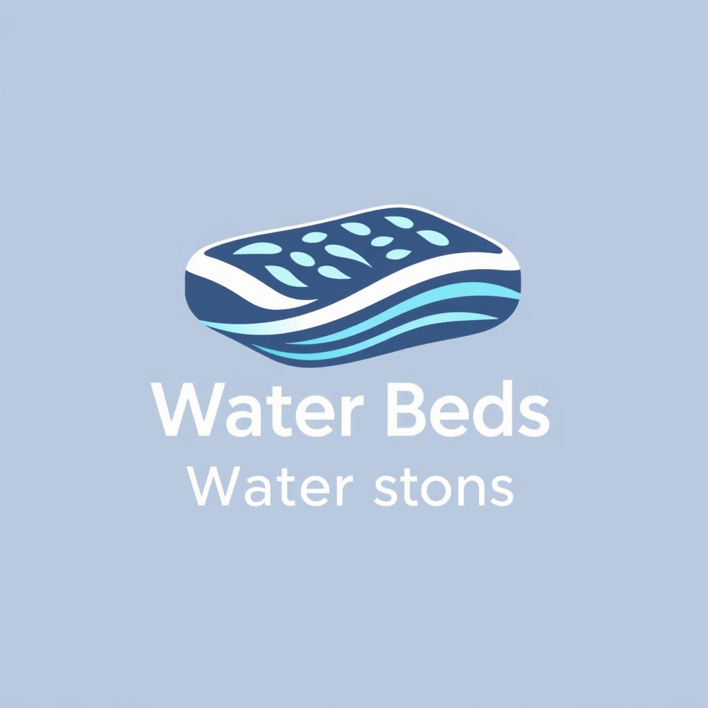 A modern and inviting logo design for a water beds store, capturing the essence of comfort and relaxation
