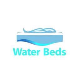 A modern and inviting logo design for a water beds store, capturing the essence of comfort and relaxation