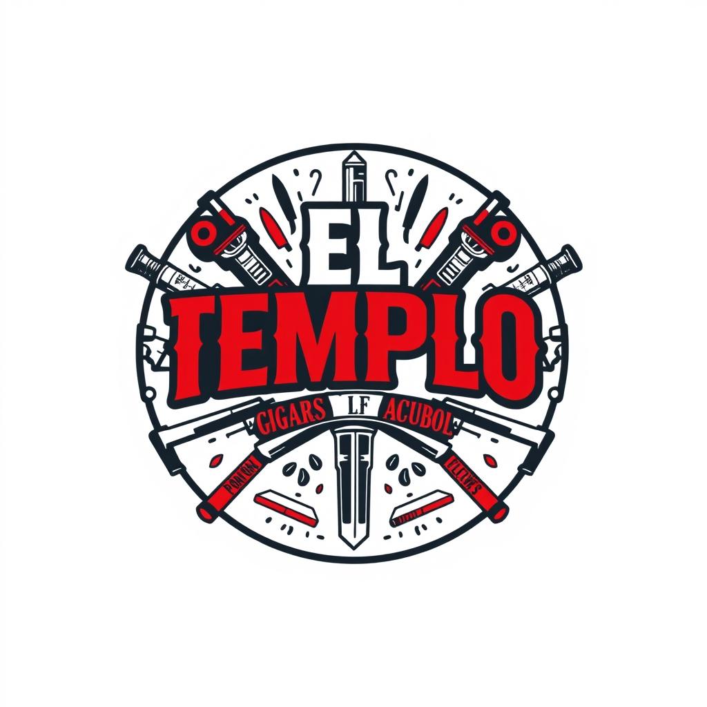 A round logo featuring the text "EL TEMPLO" in striking, stylized typography inspired by the GTA V aesthetic, positioned prominently at the top