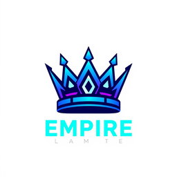 A sleek and modern logo design for a digital empire brand, featuring a stylized digital crown symbolizing power and innovation
