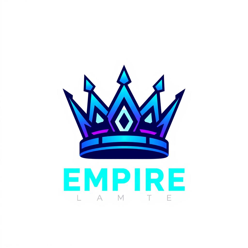 A sleek and modern logo design for a digital empire brand, featuring a stylized digital crown symbolizing power and innovation