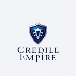 A sophisticated logo design for a credible digital empire brand, featuring a strong and elegant shield symbol that represents trust and security in the digital realm