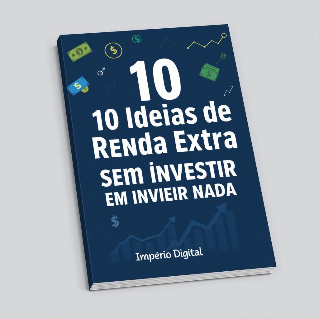 Create an eBook cover featuring the title '10 Ideias de Renda Extra Sem Investir Nada'