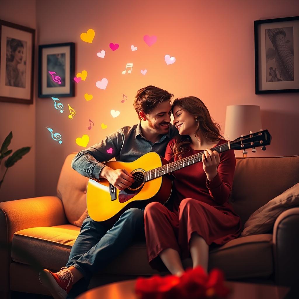 A romantic scene depicting the essence of 'Music and Love'