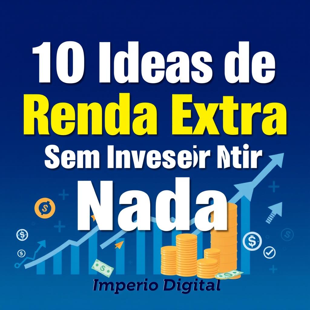An eBook cover design featuring the title '10 Ideias de Renda Extra Sem Investir Nada'