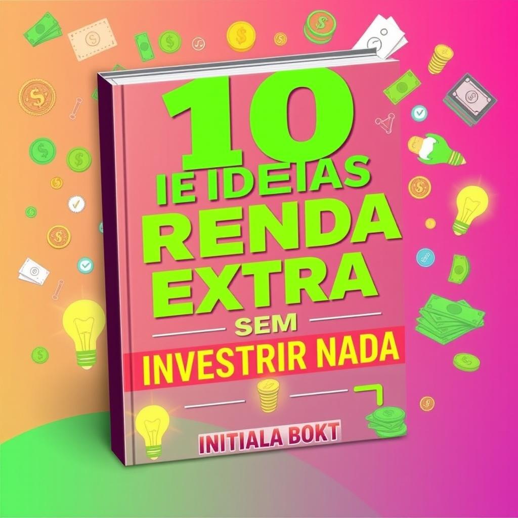 A captivating e-book cover that showcases the title '10 Ideias de Renda Extra Sem Investir Nada'
