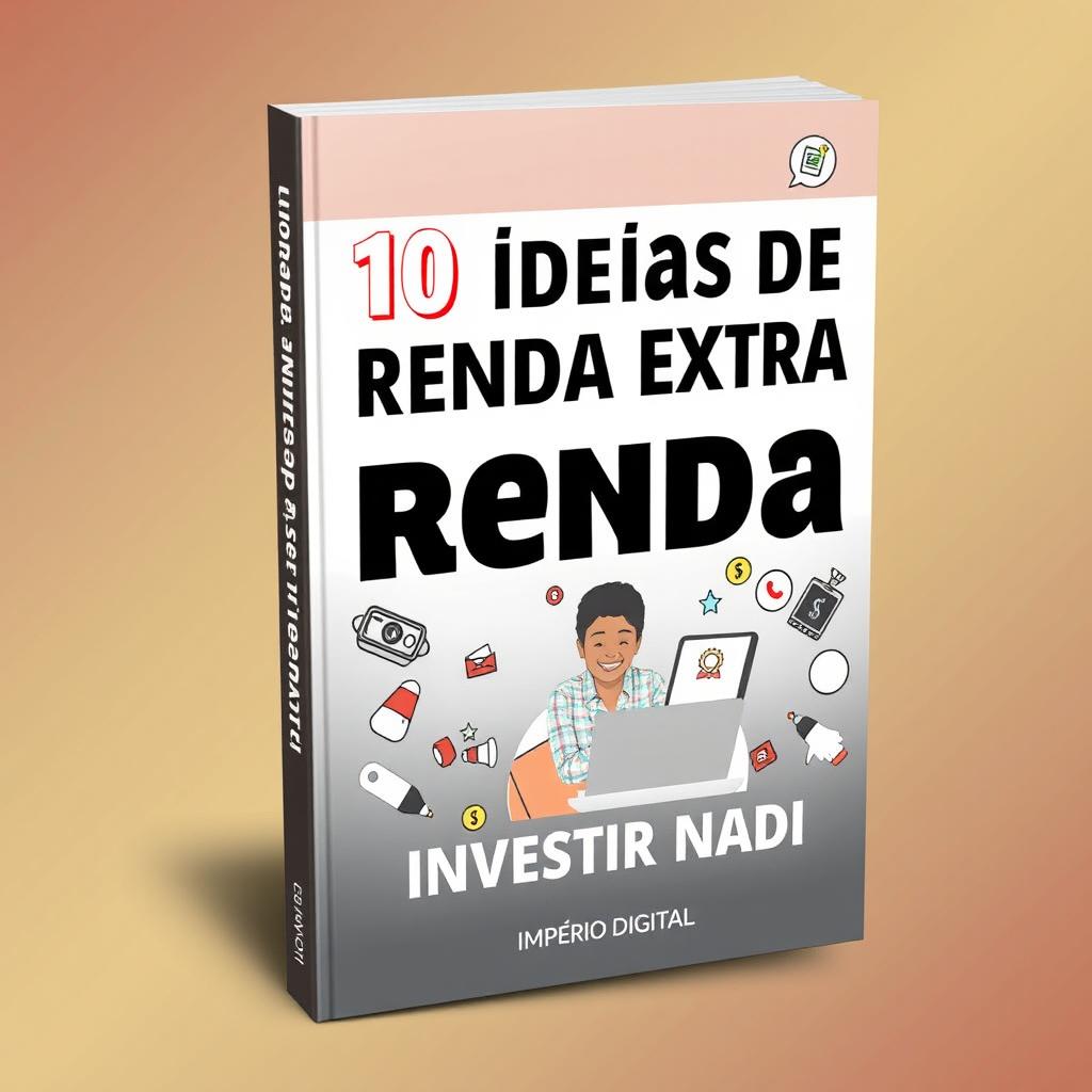 A persuasive e-book cover design for the title '10 Ideias de Renda Extra Sem Investir Nada' by Império Digital