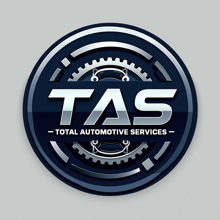 A beautiful, clean logo design for "TAS - Total Automotive Services" featuring modern typography and a sleek aesthetic