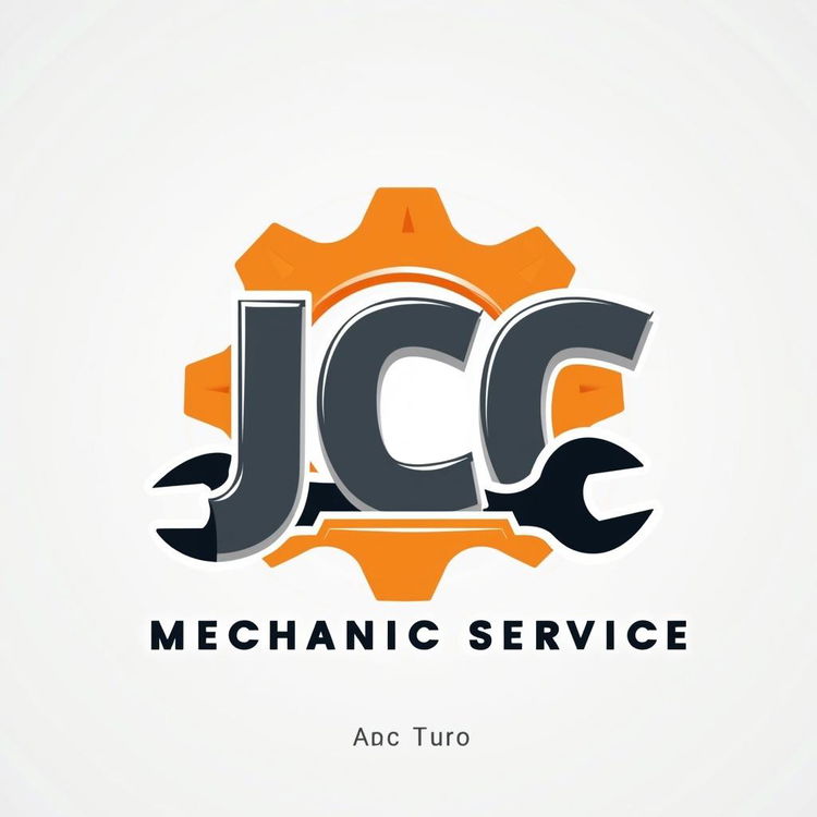 A beautiful, simplistic logo design for 'JCC', a mechanic service, set against a white background