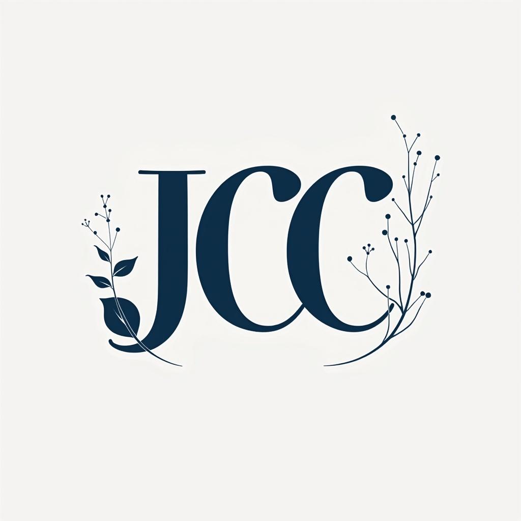 A beautiful, simplistic logo design for 'JCC' set against a white background