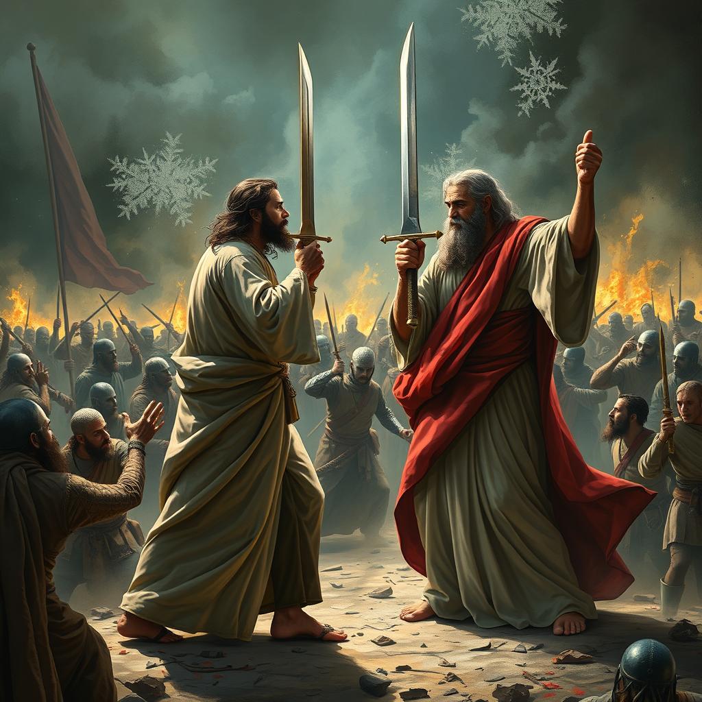 A dramatic confrontation between the prophet Jesus (Iso payg‘ambar) and the Dajjal