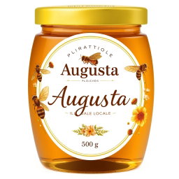 Elegant design for an organic honey label named 'Augusta'