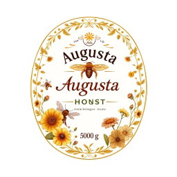 Elegant design for an organic honey label named 'Augusta'